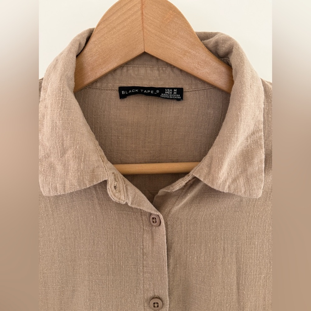 Black Tape Linen Blend Button Down Short, size medium. - Picture 7 of 8